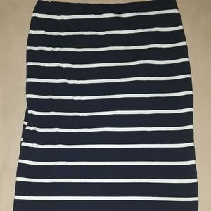Navy Blue and White Stripe Pencil Skirt